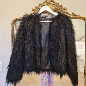 Black faux fur jacket